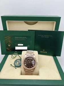 New Rolex Day-Date President 228235 18K Rose Gold Chocolate Roman Dial Box Paper - Picture 1 of 8