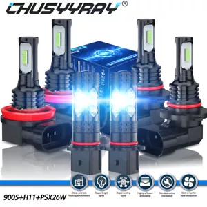 For Chevy Suburban 2015-2020 Combo LED Headlight Bulbs Fog Light 9005+H11+PSX26W - Picture 1 of 13