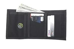 Portafoglio Trifold 600D Nylon con 6 Tasche per Carte di Credito - Nero - Foto 1 di 5