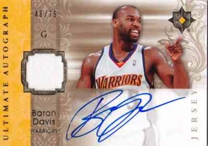 Tarjeta de camiseta automática Baron Davis 2006-07 Ultimate Collection #d 75 Warriors - Imagen 1 de 1