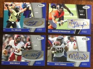 4 CARD AUTOGRAPH LOT - 2009 Sage Hit - Mike Thomas/Mike Reilly/Stroughter/Boldin