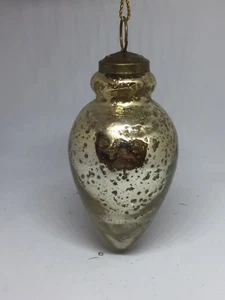 New Handblown Mercury Glass Finial Christmas Tree Ornament Gold - Picture 1 of 5
