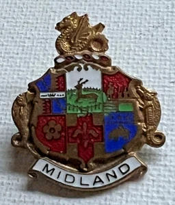 VINTAGE OLD MIDLAND RAILWAY COMPANY CREST ENAMEL PIN BADGE - Foto 1 di 3
