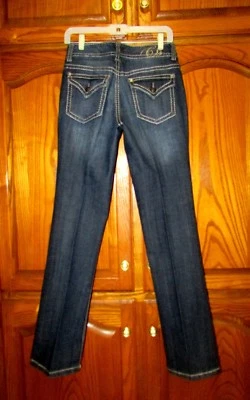 CODE BLEU ANNETTE MODERN RISE SZ 4X32" BOOT-CUT THICK STITCH JEANS/WAIST 28" EUC - Image 1 of 4