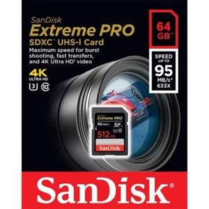 Sandisk 64GB Extreme Pro FS U2 4K HD SD card for Nikon D3500 D3400 D3300 D3200 - Picture 1 of 3