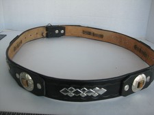 [D4] Men's unbranded Motorcycle Belt 38-42 black leather 1 1/2" wide NO BUCKLE
