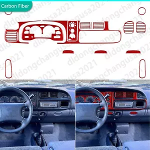 20Pcs Red Carbon Fiber Interior Dashboard Trim Kits For Ram 1500 2500 3500 98-02 - Picture 1 of 18