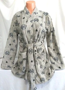 Victorias Secret Pink GRAPHIC Super Plush Cozy Robe GRAY LOGO NWT XS / S - Picture 1 of 6