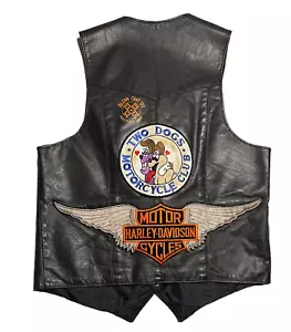 VTG Harley Davidson Sleeveless Vest 2 Dogs Motorcycle Club - Picture 1 of 6