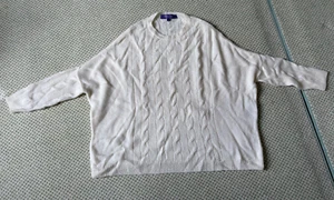 Ralph Lauren Purple Label 100% Cashmere Sweater Crewneck Cable Knit Cream S - Picture 1 of 6