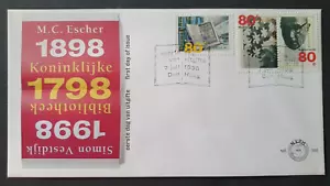 1998 NETHERLANDS NEDERLAND ESCHER ART SIMON VESTDIJK BOOK LIBRARY NR 389 FDC - Picture 1 of 1