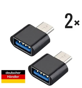 2×USB C 3.1 zu USB A 3.0 OTG Adapter Stecker Buchse Typ C auf A schwarz - Bild 1 von 5