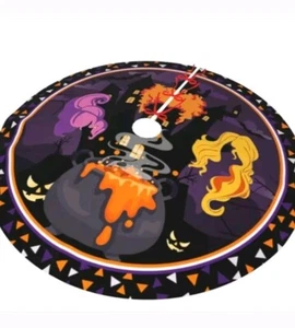 Fall Tree Skirt Halloween 36 Inch, with Red Ribbon Ties - Picture 1 of 7