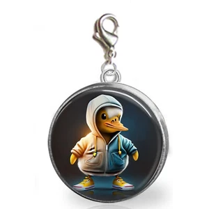 Pequeño Pato Con Capucha Vidrio Top Dije Cremallera Tirón Pulsera Dije Hecho a Mano - Imagen 1 de 1