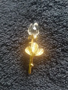 SWAROVSKI CRYSTAL MEMORIES ROSE BROOCH GOLD TONE - Picture 1 of 8