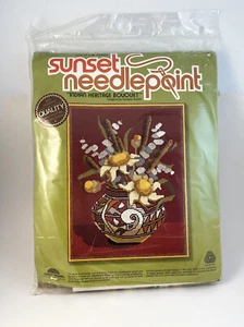 Vintage 1973 Sunset Needlepoint Indian Heritage Bouquet Kit #6225 Neu Komplett - Bild 1 von 7