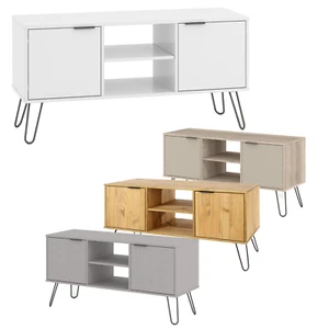 TV Unit 2 Door Open Storage Modern Living Furniture Unit Metal Feet 4 Colours - Picture 1 of 39