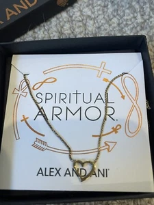 Alex And Ani Spiritual Armor Heart Gold .925 Sterling Silver With 14 Karat Gold - Picture 1 of 2