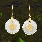 Flower Earrings Mother-of-Pearl & Vermeil Gold-plating on Sterling Silver 5.11 g