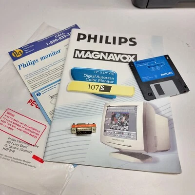 Philips Magnavox 17” Computer Monitor 107S Owner's Manual & Driver CD Disc - Image 1 of 4