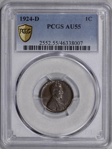 1924-D Lincoln Cent 1c PCGS AU 55 Wheat Penny Cover