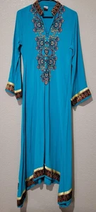 Vestido Paras Kaftan Mujer Grande Verde Bordado Paquistaní Étnico Kurta Largo - Imagen 1 de 7