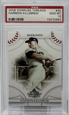Harmon Killebrew PSA 10 -2008 Donruss Threads - Minnesota Twins Icon, 573 HR, HOF Foto 1 de 4