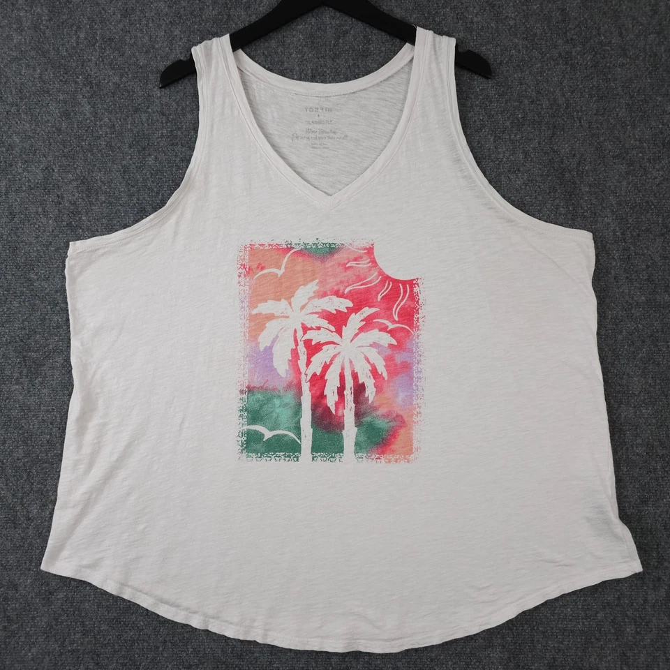 Camiseta sin mangas Torrid para mujer 4 4X Plus blanca Heritage Slub puesta de sol cuello en V sin mangas Foto 1 de 4