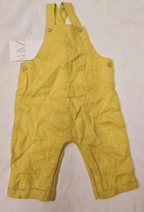 Zara Unisex Baby Linen Overall - Yellow - (3-6 Months) NEW - Picture 1 of 8