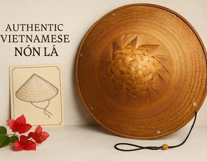 👒 AUTHENTIC Vietnamese Nón Lá / Bamboo Conical Hat. Excellent Condition. 48cm - Picture 1 of 10
