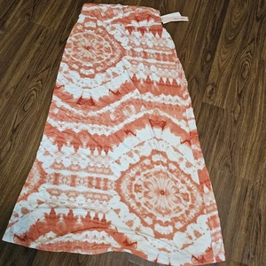 Maxi gonna lunga donna nuova con etichetta Boho Hippy Tye Dye Festival taglia LOrange bianco corallo - Foto 1 di 10