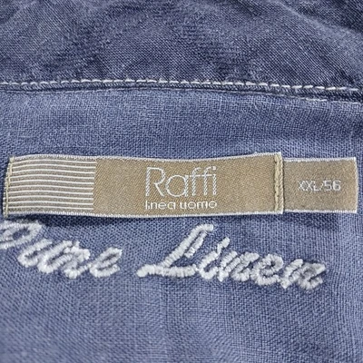 Raffi Linea Uomo puro linho masculino manga longa botão azul XXL 56 - Imagem 1 de 4