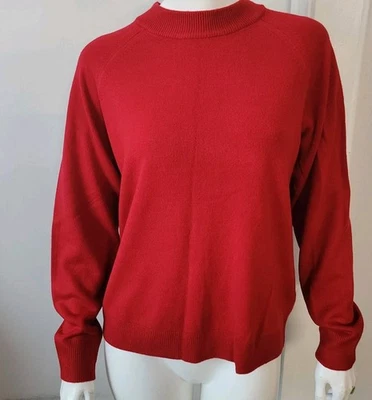 Mujer Talla L Rojo Suéter Tejido Cárdigan Cremallera Espalda Cuello Simulado Debbie Morgan Vacaciones Foto 1 de 4