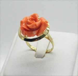 Anillo de Oro Amarillo 18KT Con Rosa En Coral Cerasuolo Ognk - Imagen 1 de 3