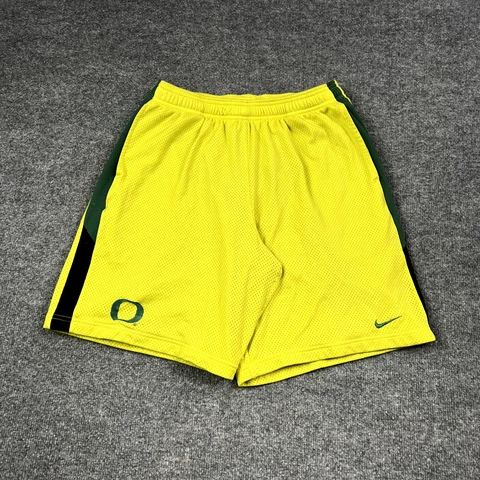 VINTAGE Oregon Ducks Shorts Mens Large 8" Yellow Nike Dri-Fit Mesh Basketball L Cover