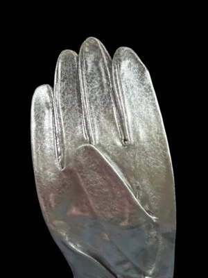 Guantes de muñeca Hansen plateados metálicos para dama de colección 9" medianos 7,5 paquete original Foto 1 de 4