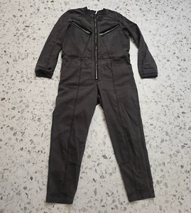 Free People Lennox Denim Utility Jumpsuit Faded Black Womens Sz 6 - Picture 1 of 13