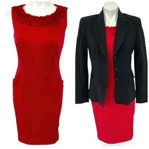 Vestido Charter Club Mujer Talla 4 Lote Blazer Rojo Cremallera Roseta Trabajo Oficina Carrera - Imagen 1 de 13