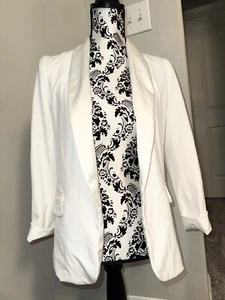 New Bar III Mod Fold Sleeve White Blazer Jacket Sz XS SOLDOUT Spring Summer - Picture 1 of 8