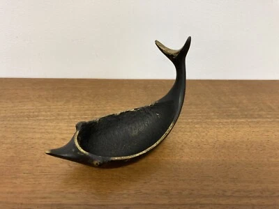 Seltene Schale Fisch Herta Baller ~1960 Austria Messing patiniert Fish  2277.7 - Bild 1 von 4