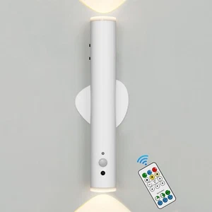 Battery Operated Wall Lights with Motion Sensor, Cordless Rechargeable, White - Picture 1 of 9