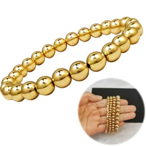 Stretch Beads Clasp Cord Gold No Stackable Bohemian Alloy Filled Bracelets - Picture 1 of 22