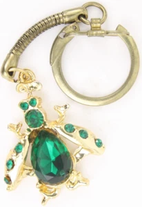 Lindo Llavero Abeja Tono Dorado Insecto Verde Vidrio Piedras Insecto Llavero Clip - Imagen 1 de 6