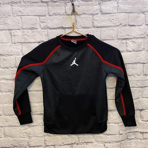 Jordan Bred Red Black Cement Therma-Fit Sweatshirt Crewneck Size Medium 10-12 - Picture 1 of 10