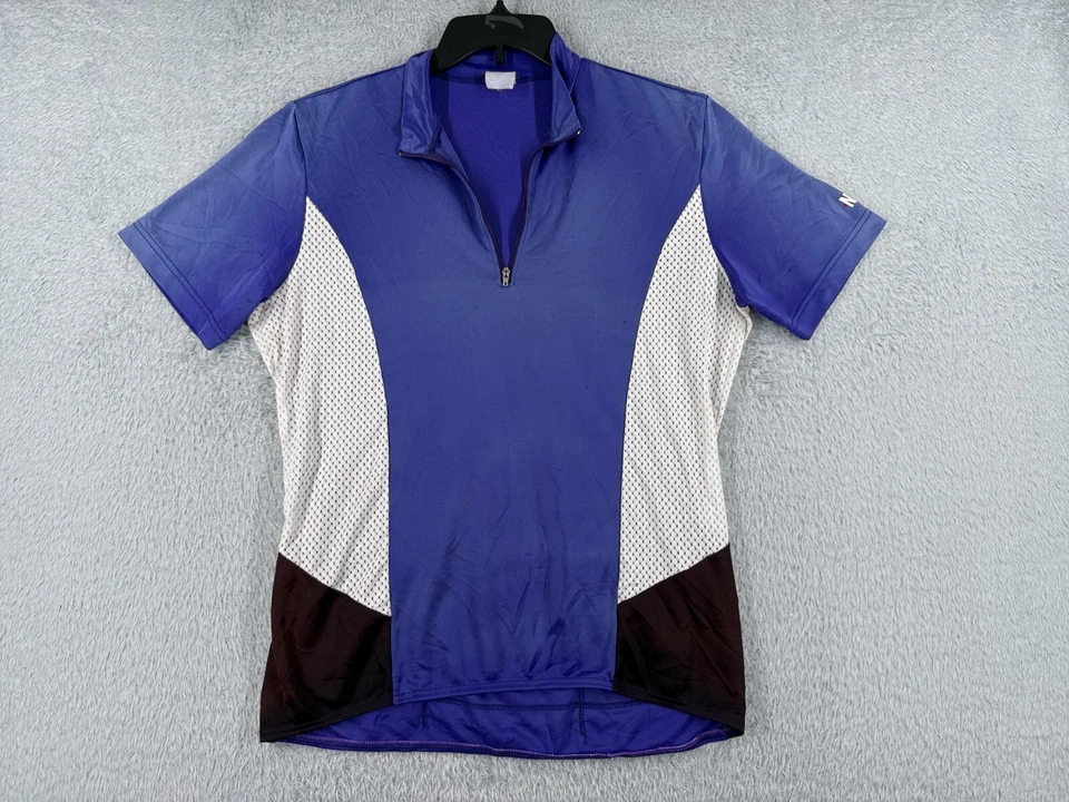 Jersey de ciclismo adulto grande roxo branco preto 1/4 zíper manga curta poli LEIA-ME - Imagem 1 de 4