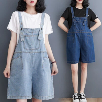 Damen Vintage Shortalls Denim Kurz Latzhose Strampler Verstellbar Träger Sommer - Bild 1 von 4