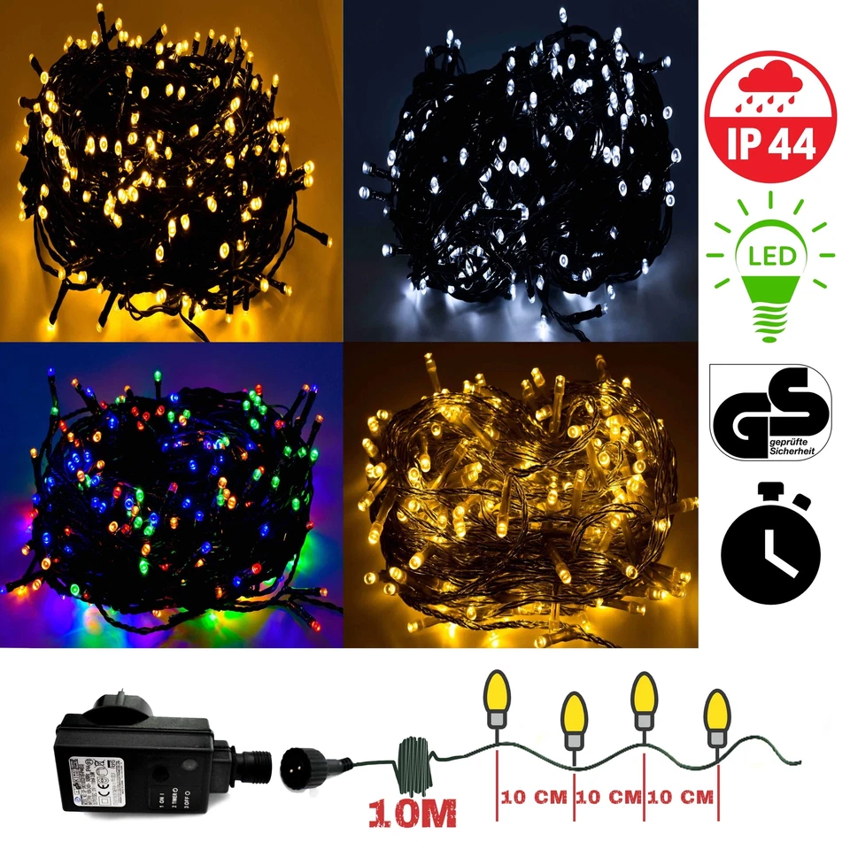 LED Lichterkette 10 - 600 Weihnachtsbeleuchtung Innen & Außen Garten Deko Trafo - Bild 1 von 4