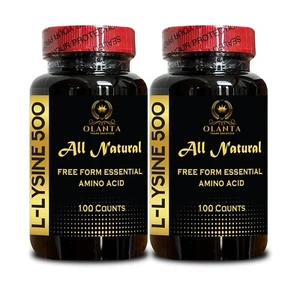 L-Lysine 500mg Free Form - Premium Daily Support - 2 Bottles 200 Counts - Picture 1 of 11