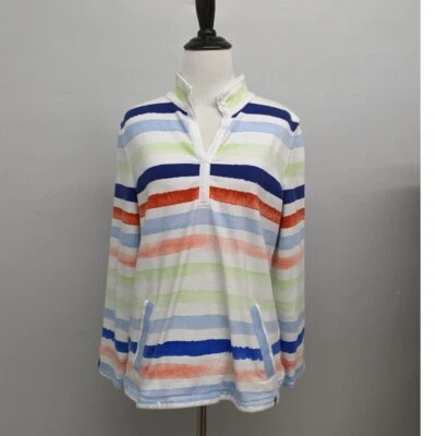 Camisa Pullover T By Talbots Tejida Multicolor Rayas Mangas Largas Bolsillos Talla PM Foto 1 de 4