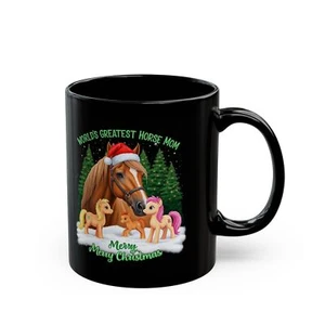 Greatest Horse Mom Mug Santa Hat Pony Christmas Gift, Equestrian Present, Xmas - Picture 1 of 5